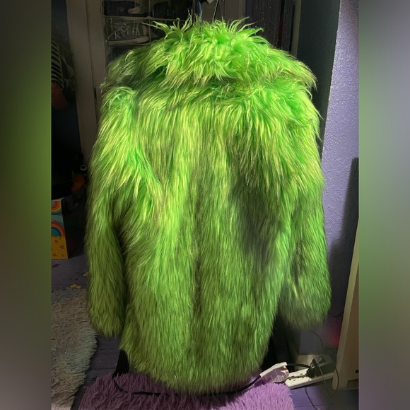 Green Faux Fur Coat - Picture 2 of 4